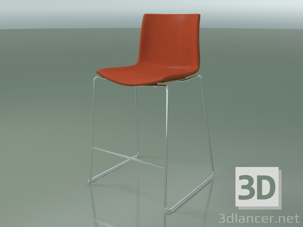 modello 3D Sedia da bar 0477 (su una slitta, con rivestimento nella parte anteriore, effetto teak) - anteprima