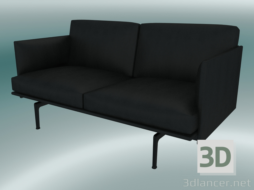 modello 3D Studio divano Outline (Refine Black Leather, Black) - anteprima