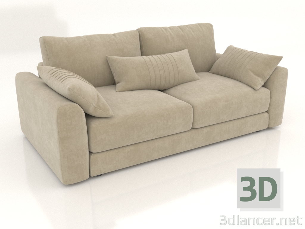 modello 3D Divano letto dritto SHERLOCK (opzione rivestimento 1) - anteprima