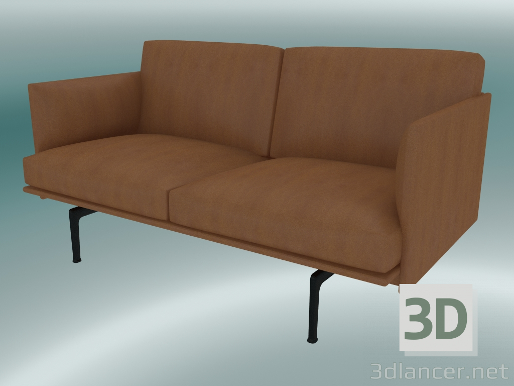 3D Modell Studiosofa Outline (Refine Cognac Leather, Schwarz) - Vorschau