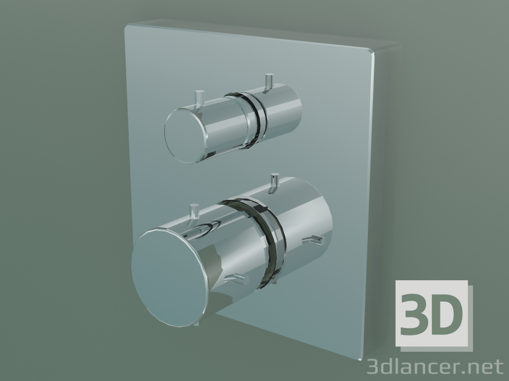 modèle 3D Thermostat encastrable avec vanne d'arrêt / inverseur (10726000) - preview