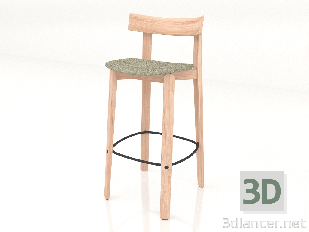 3d model Taburete de bar Nora tapizado en tela (claro) - vista previa