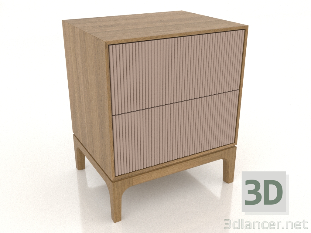 Modelo 3d Mesa de cabeceira FARGO 2 gavetas com frentes fresadas (bege, carvalho natural, opção 3) - preview