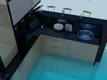 3d model Cocina en granito negro - vista previa