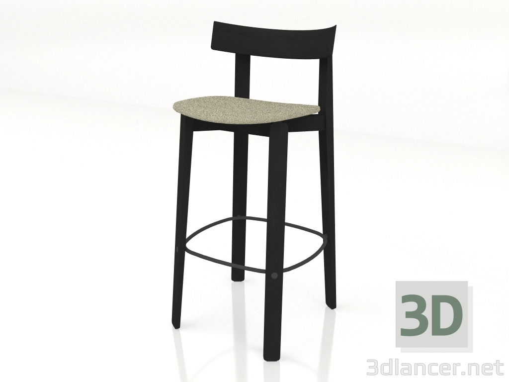 3d model Taburete de bar Nora tapizado en tela (oscuro) - vista previa