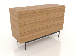 Chest of drawers 3 METAL 1200x400x800 (natural oak)