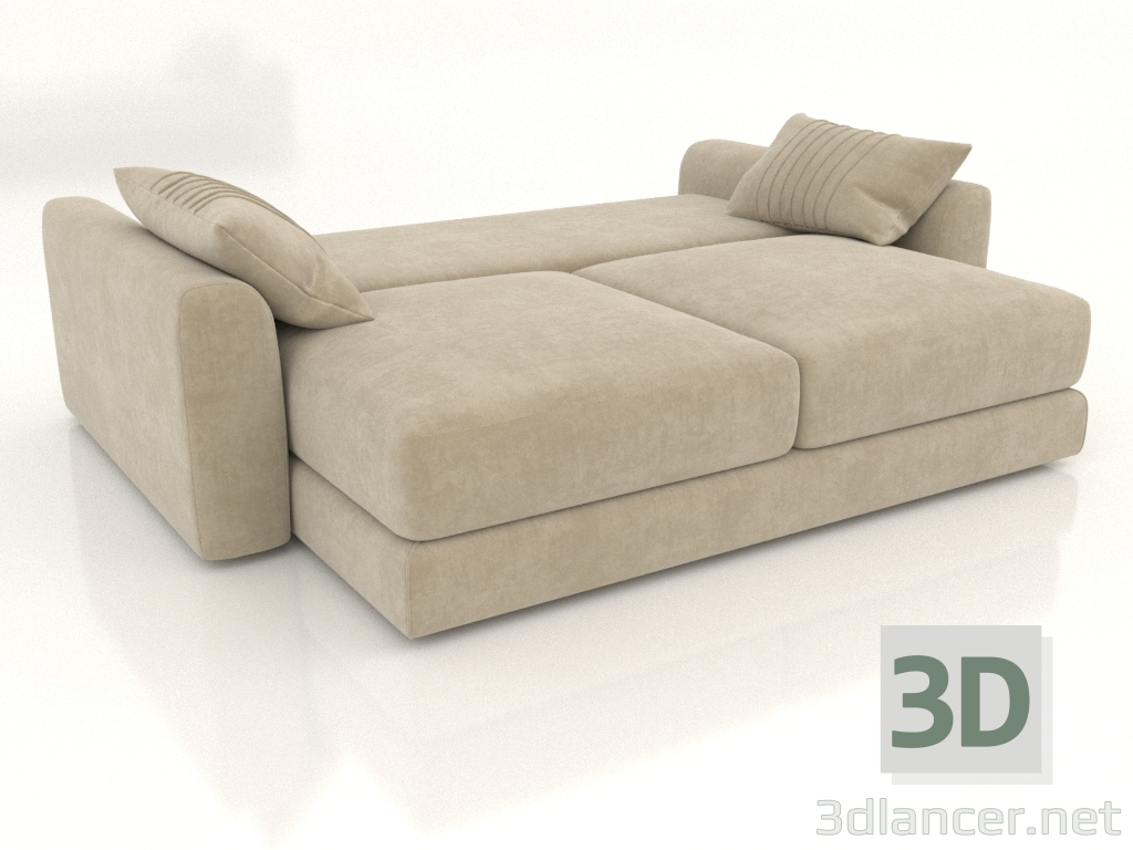 3d model Sofá cama recto SHERLOCK (desplegado, tapizado opción 1) - vista previa