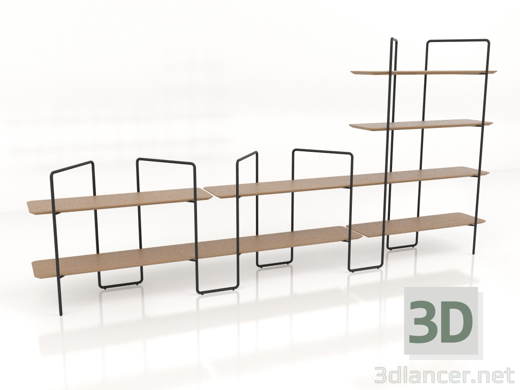 modello 3D Rack modulare (composizione 21 (07+03+U)) - anteprima