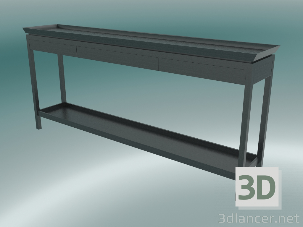 3D Modell Newport Konsole mit 3 Schubladen und Regal - Vorschau