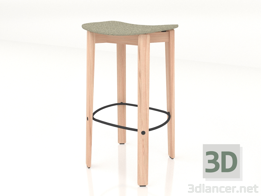 3d model Bar stool Nora upholstered in fabric (light) - preview