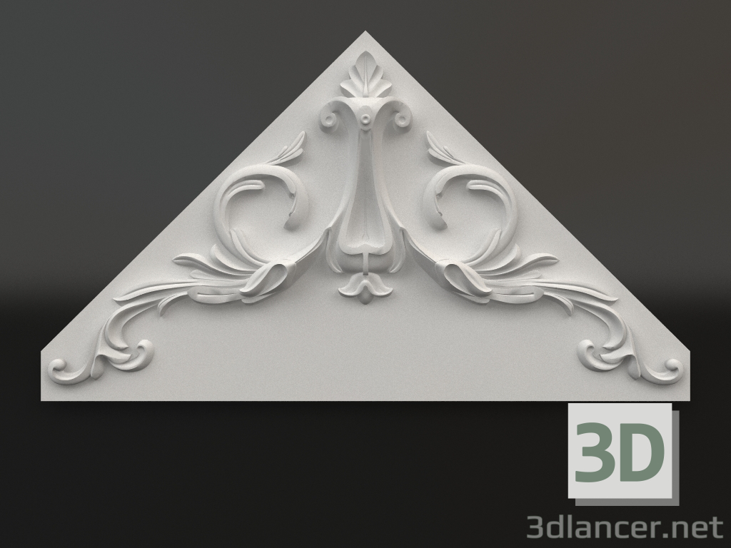 3d model Elemento decorativo de yeso DE 043 (207х387) - vista previa