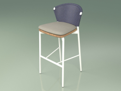 Tabouret de bar 050 (Bleu, Métal Lait, Teck)