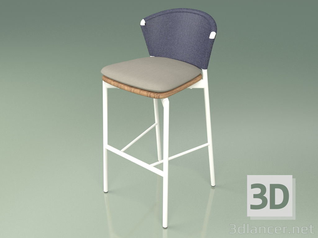 3d модель Стул барный 050 (Blue, Metal Milk, Teak) – превью