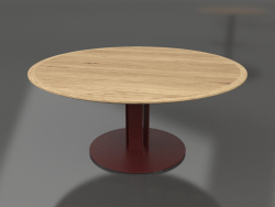 Mesa de comedor Ø170 (Rojo vino, madera de Iroko)