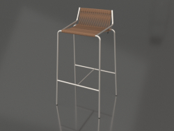 Tabouret de bar Noel H77 (Piètement Acier, Laine Marron)