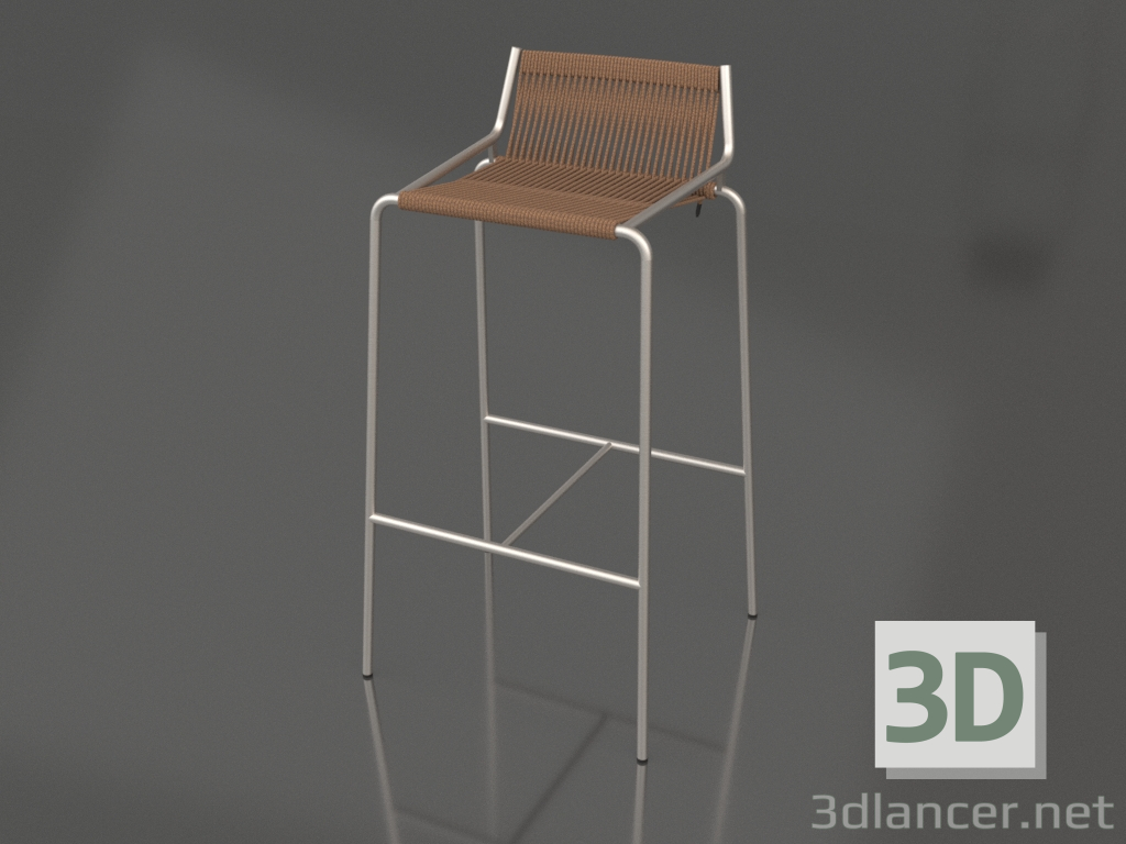 3d model Taburete de bar Noel H77 (Base Acero, Lana Marrón) - vista previa