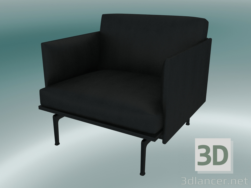 modèle 3D Chaise studio Outline (Affiner cuir noir, noir) - preview