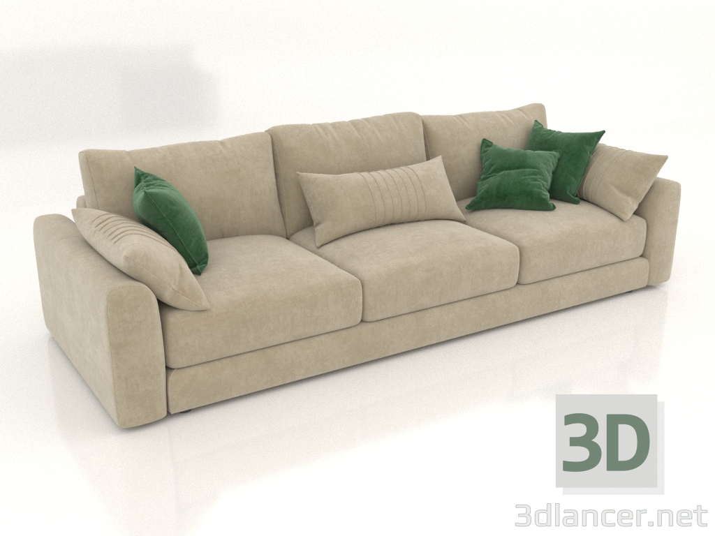 3d model Straight 3-seater sofa SHERLOCK (upholstery option 1) - preview