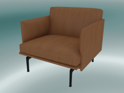 Chaise studio Outline (cuir Cognac raffiné, noir)