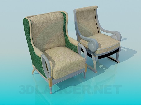 modèle 3D Chaise et fauteuil complet - preview