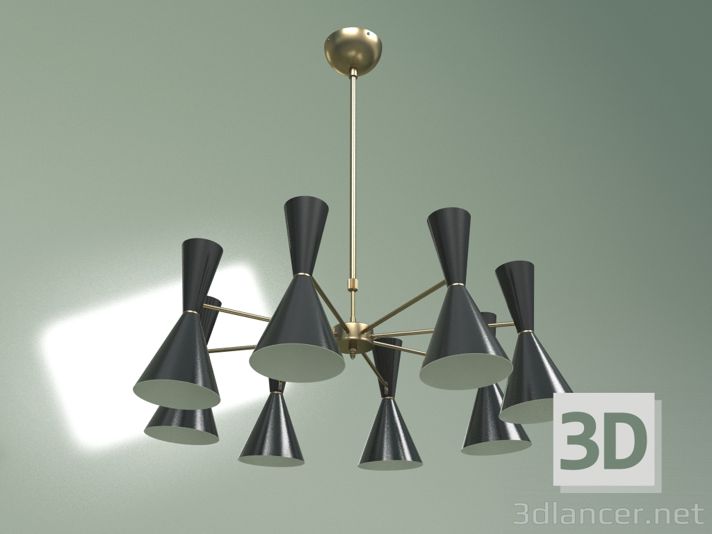 Modelo 3d Candeeiro de tecto Stilnovo Style, 8 luzes (preto) - preview