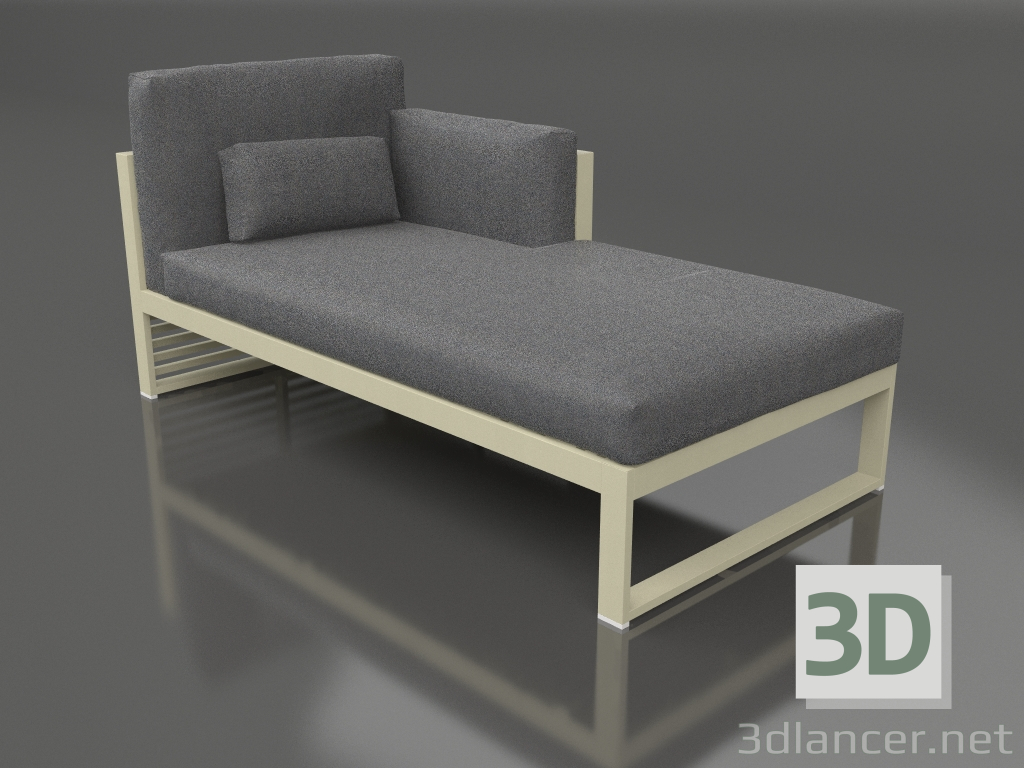 modèle 3D Canapé modulable, section 2 droite, dossier haut (Gold) - preview