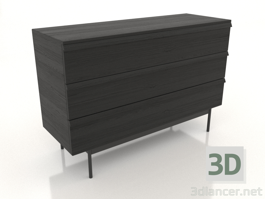 Modelo 3d Cômoda 3 METAL 1200x400x800 (preto RAL 9005) - preview