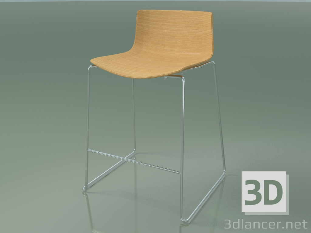 3d model Bar chair 0572 (on a sled, without upholstery, natural oak) - preview