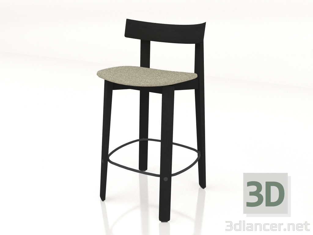 3d model Silla semi-bar Nora tapizada en tela (oscura) - vista previa