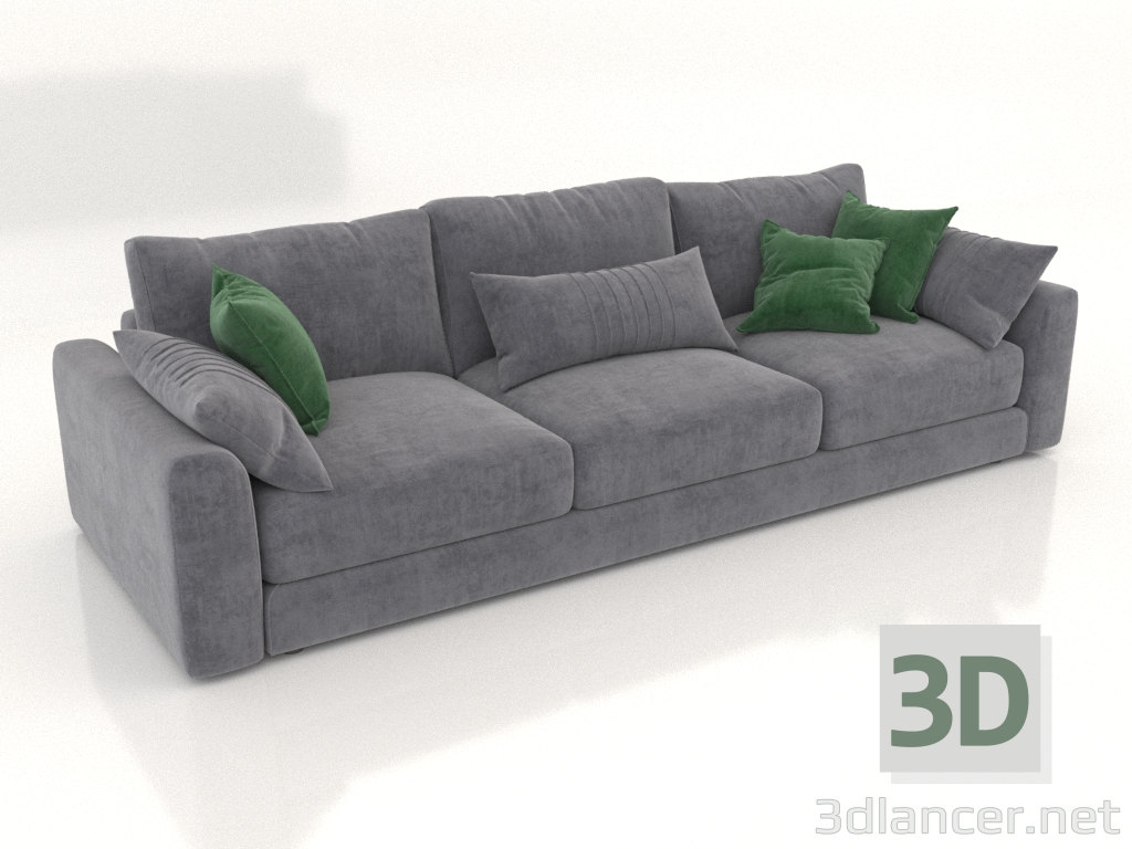 modèle 3D Canapé droit 3 places SHERLOCK (option sellerie 5) - preview