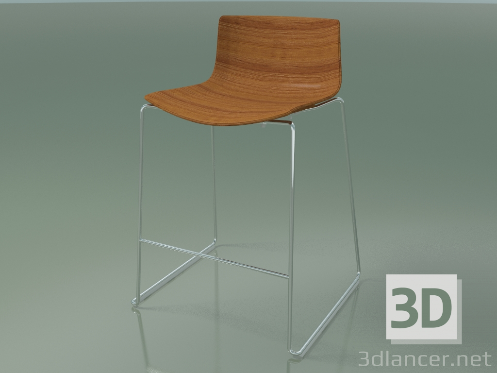 3D Modell Barstuhl 0572 (auf einem Schlitten, ohne Polsterung, Teak-Effekt) - Vorschau