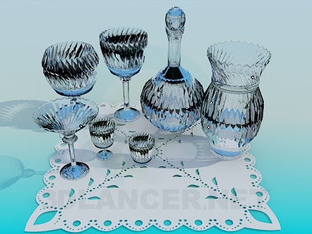3d model Un conjunto de vidrio de corte - vista previa