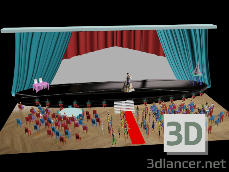 3d model Salón de bodas - vista previa