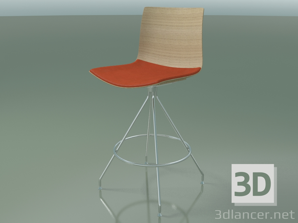 3d model Taburete de bar 0306 (con cojín de asiento, roble blanqueado) - vista previa