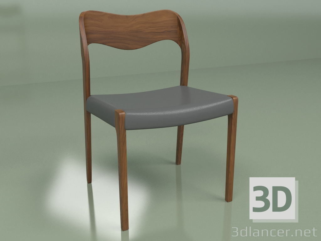 3D modeli Sandalye Geniş (koyu gri, masif ceviz) - önizleme