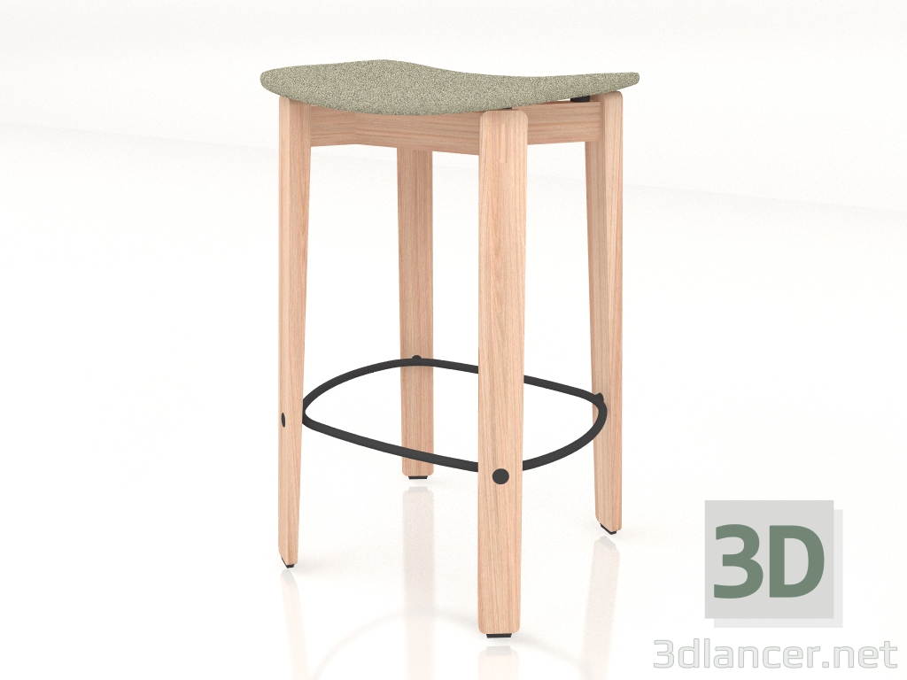 3d model Semi-bar stool Nora upholstered in fabric (light) - preview