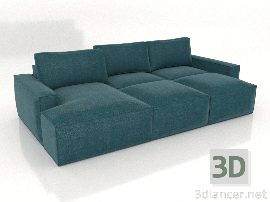 3D modeli LEONARDO puflu çekyat (açılmış) - önizleme