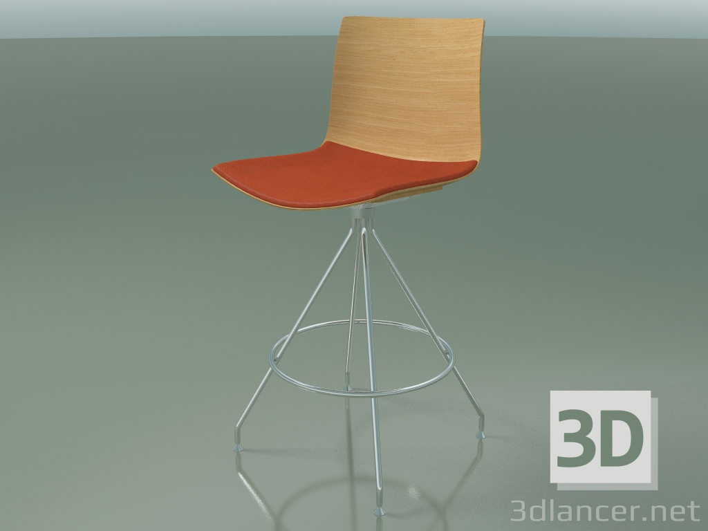 Modelo 3d Banqueta alta 0306 (com almofada, em carvalho natural) - preview