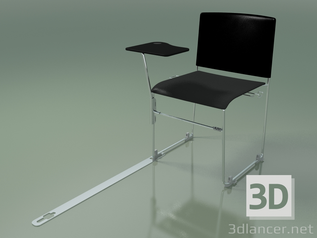 3d model Silla apilable con accesorios 6600 (polipropileno negro con segundo color, CRO) - vista previa