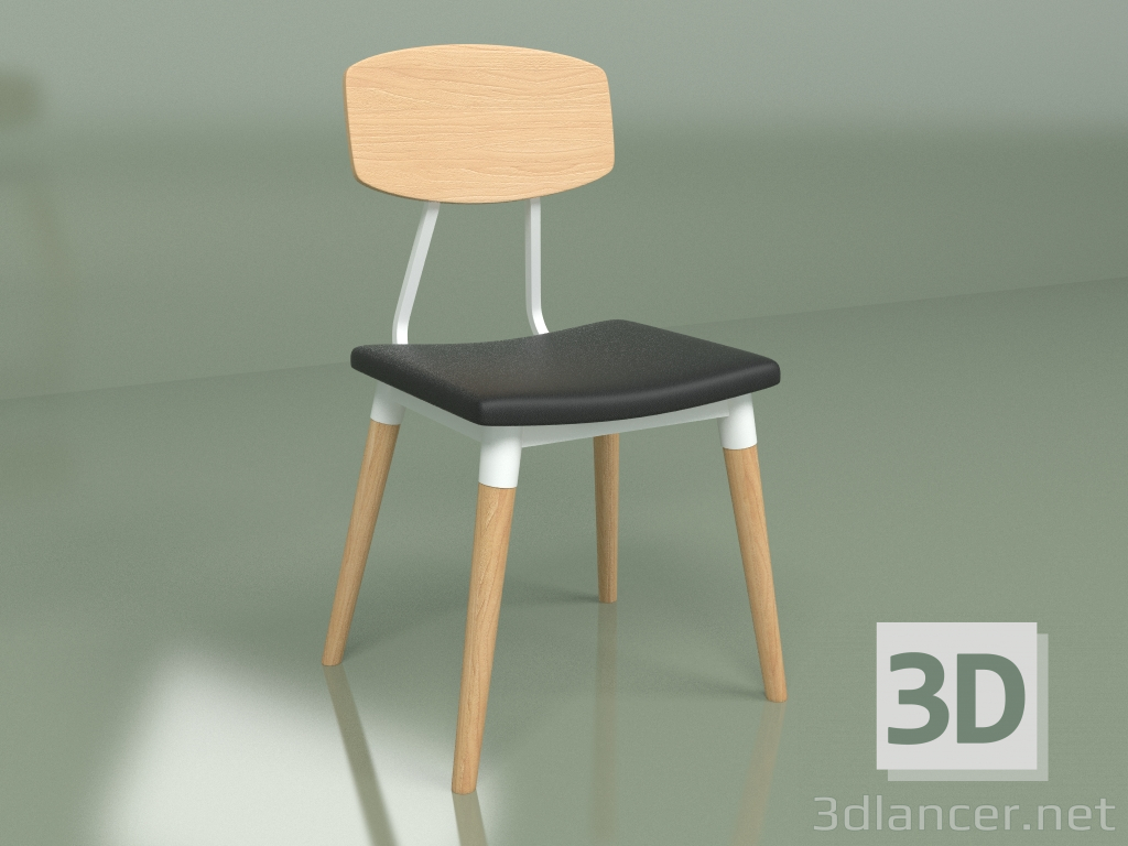 modèle 3D Chaise Copine (frêne massif, blanc) - preview