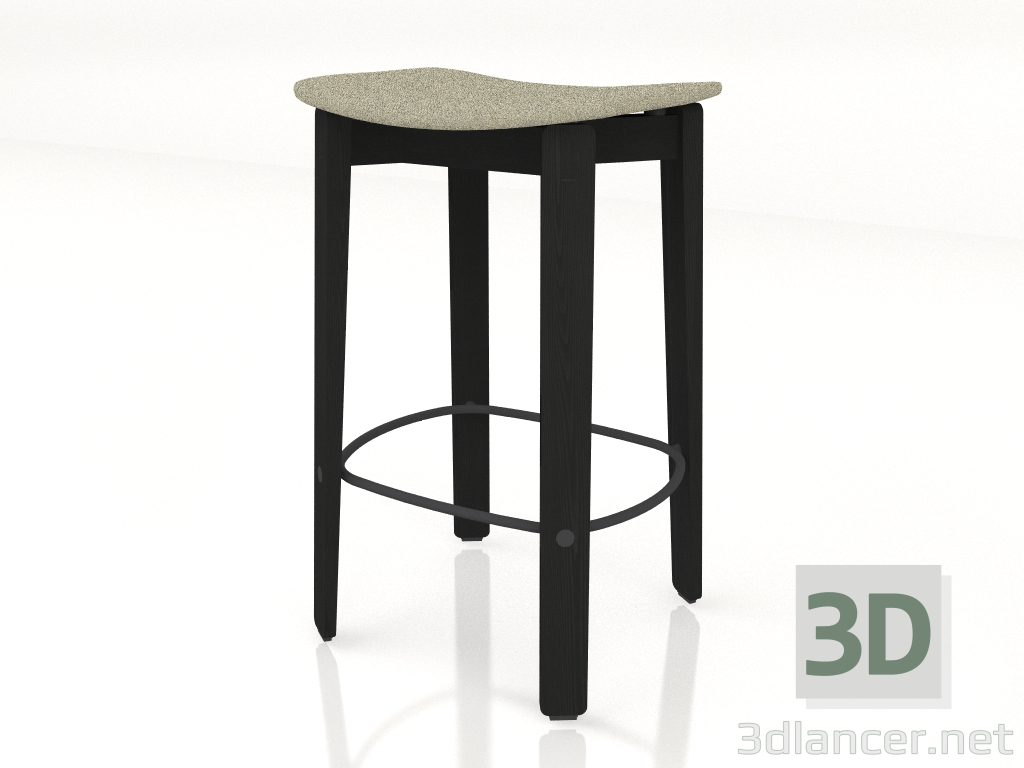 modèle 3D Tabouret de bar Nora rembourré en tissu (foncé) - preview