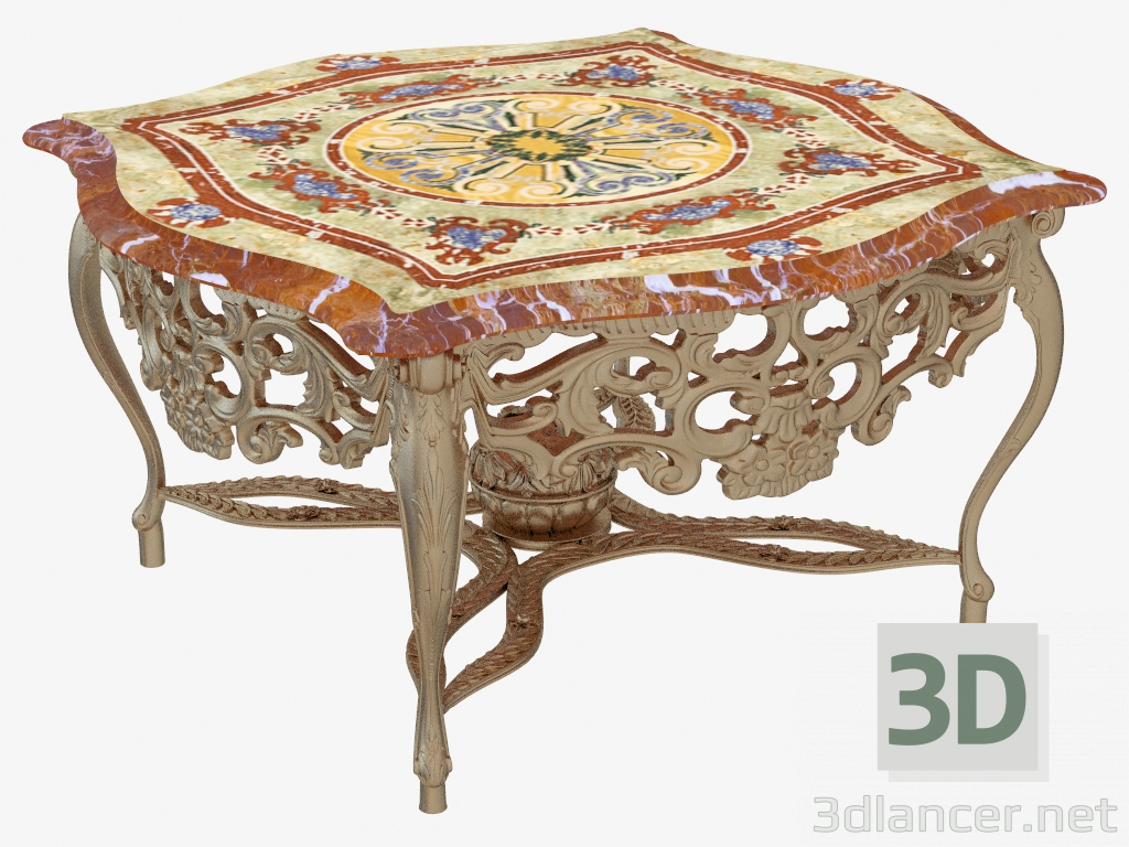 3d model Coffee table with marble top - preview