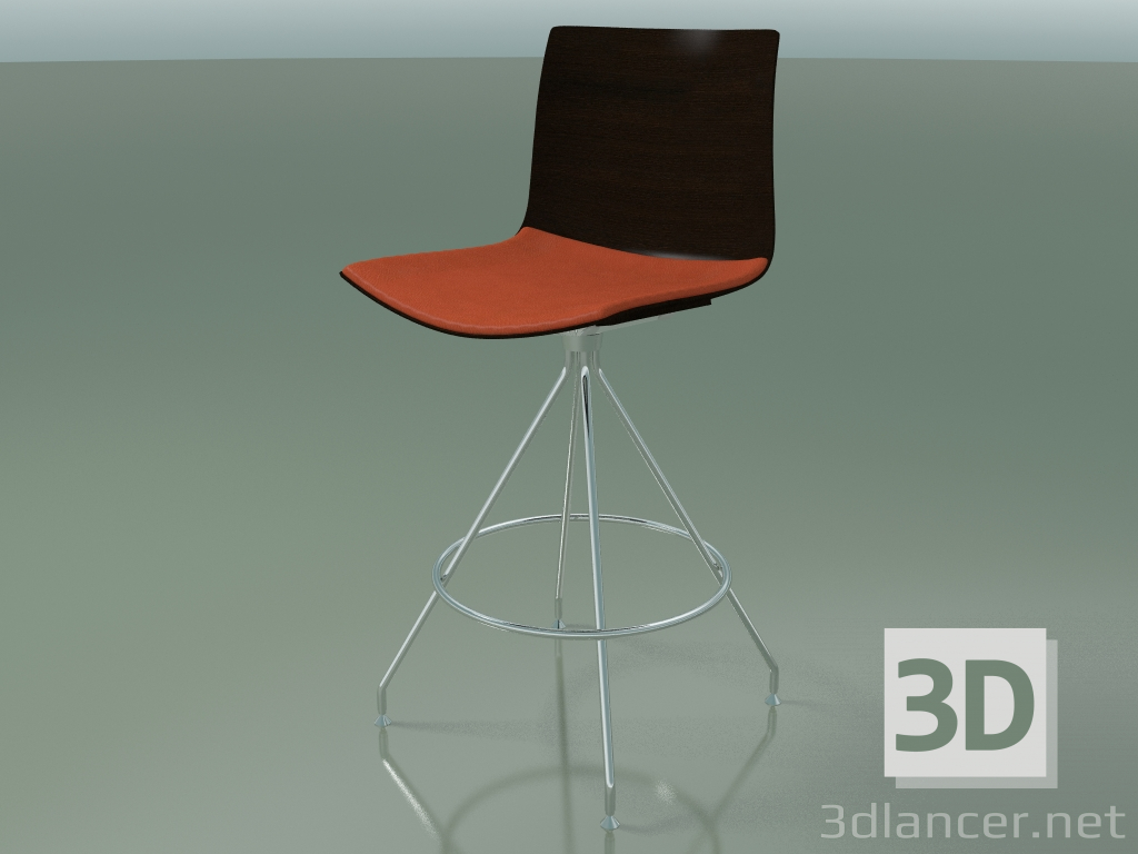 modèle 3D Tabouret de bar 0306 (avec coussin d'assise, wengé) - preview