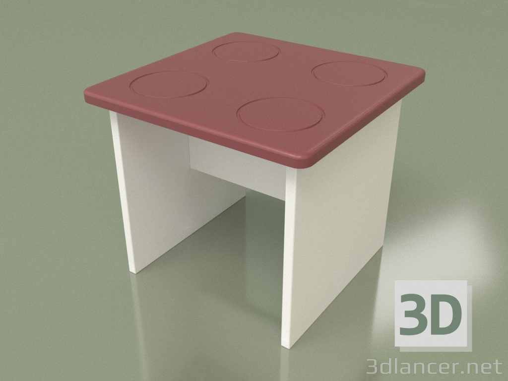 modello 3D Sgabello per bambini (bordeaux) - anteprima