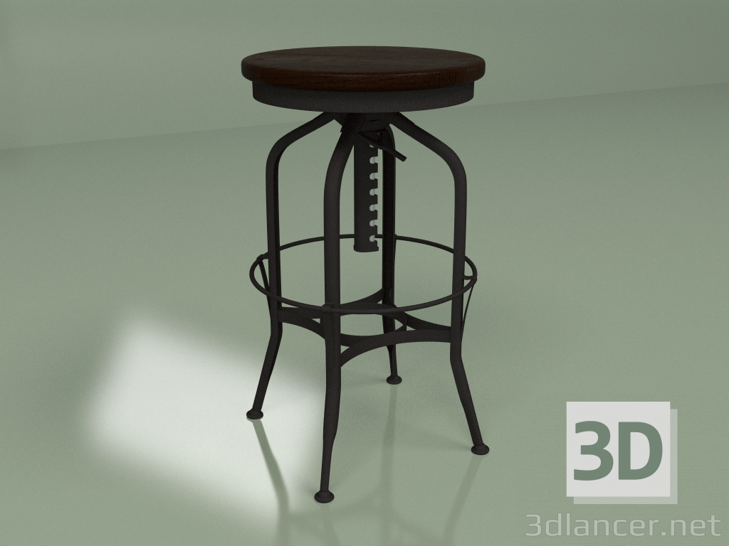 3D modeli Bar taburesi Toledo Rondeau sırtsız (koyu kahverengi, çelik) - önizleme