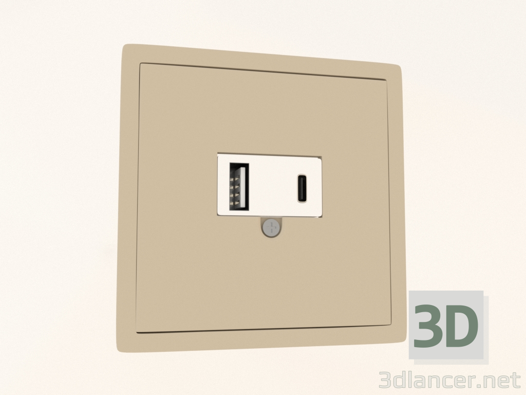 modèle 3D Chargeur USB (3,1A, type A; C, blanc, cachemire mat, DA27635) R98 - preview