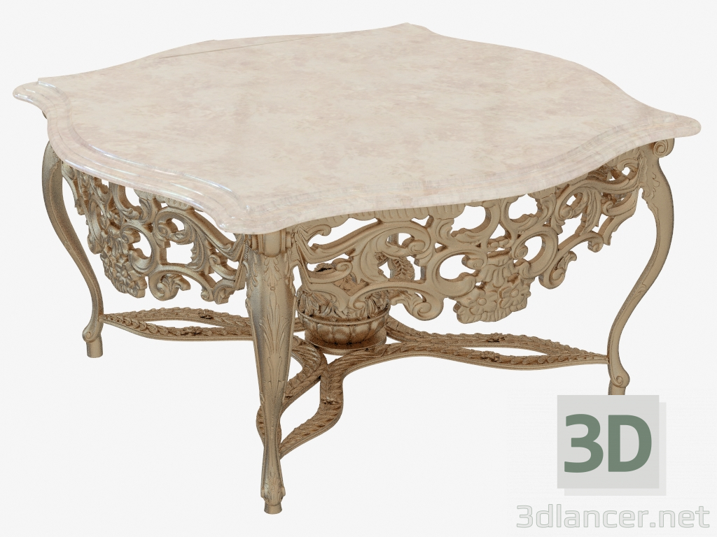 modèle 3D Table basse avec plateau en marbre - preview