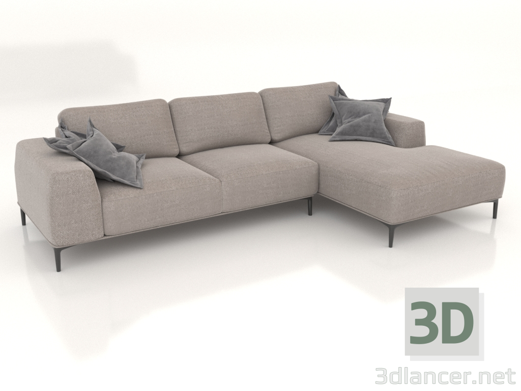 3d model Sofá CLOUD con otomana (opción de tapizado 1) - vista previa