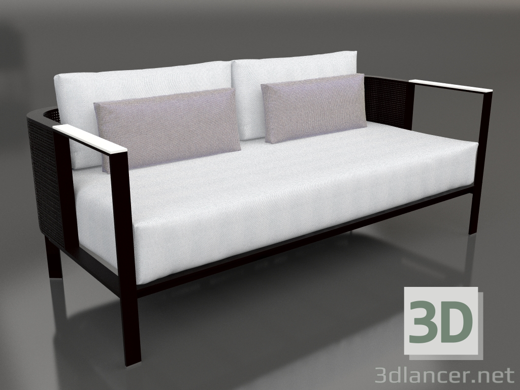 3d model 2-seater sofa (Black) - preview