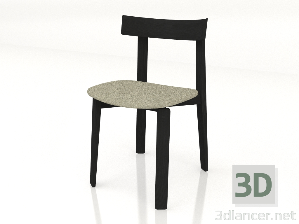 3d model Silla Nora tapizada en tela (oscura) - vista previa